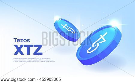 Tezos (xtz) Coin Banner. Xtz Coin Cryptocurrency Concept Banner Background.