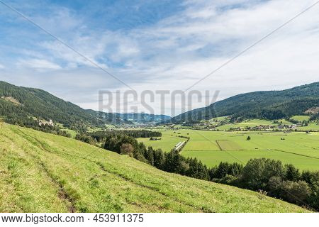 Panorama View To The Valley And Mountains In Lungau, Austria