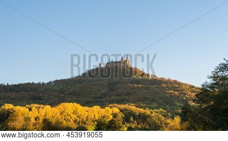 Sunset At Autumn With View To The Castle Hohenzollern, Germany
