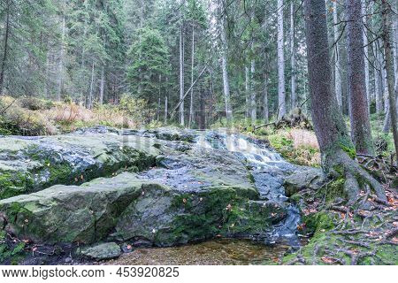 Waterfall At The Small Arber Lake, Bavaria, Germany