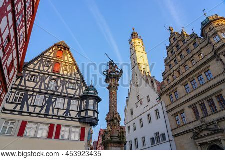 Beautiful Architecture Of Romantic Rothenburg Ob Der Tauber With Timbered Fachwerkhaus Syle Houses I