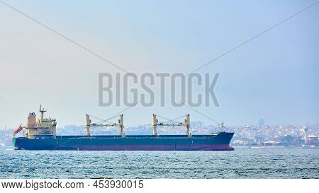 An Bulk Carrier Or Bulker Sails In The Sea To Trade Around The World