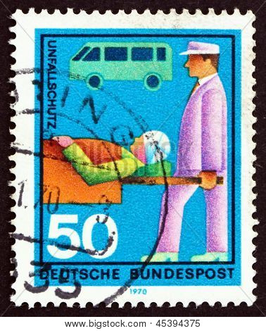 Postage Stamp Germany 1970 Stretcher Bearer, Casualty And Ambula