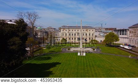 Leinster House In Dublin - The Irish Government Building From Above - Aerial View