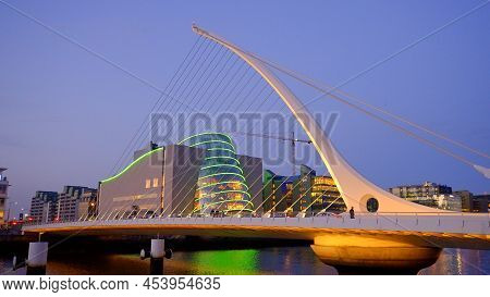 Samuel Beckett Bridge And Convention Center In Dublin - Evening View - City Of Dublin, Ireland - Apr