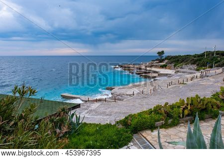 Blue Water And Ploce Beach Near Budva, Montenegro.