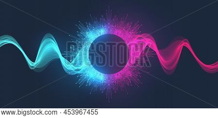 Blockchain Transfer Satellite Future Communications Illustration. Abstract Technology Cloud World. G