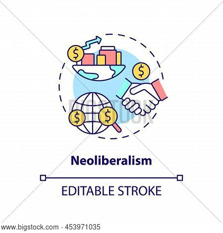 Neoliberalism Concept Icon. Free International Market And Trading Relationship Abstract Idea Thin Li