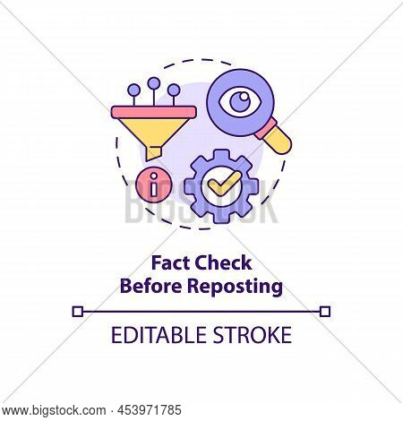 Fact Check Before Reposting Concept Icon. Internet Communication. Netiquette Rule Abstract Idea Thin