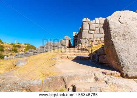 Inca Ruins - Saqsaywaman, Peru, South America. Archaeological Complex, Cuzco. Example Of Polygonal