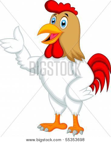 Cute rooster cartoon presenting