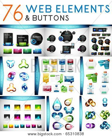 Mega set of vector web elements: banners, buttons, price tables.