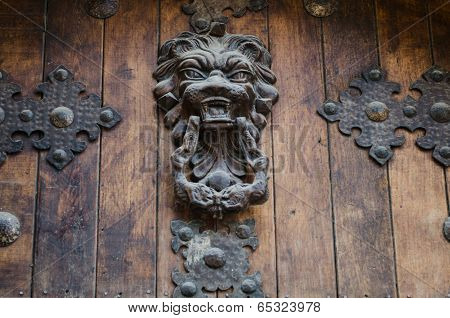 Ancient decorative lion knocker