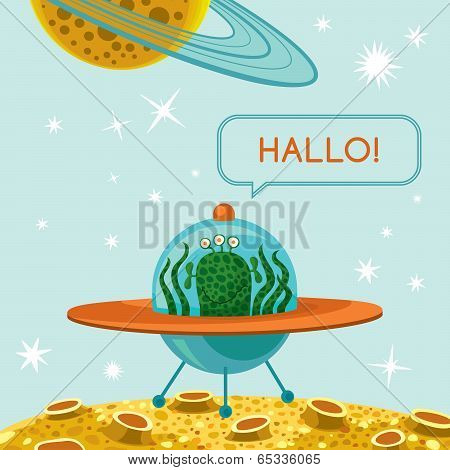 Friendly Alien In Spaceship
