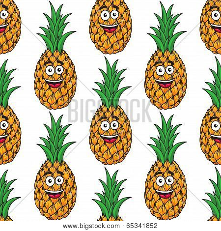 Happy tropical pineapple seamless pattern