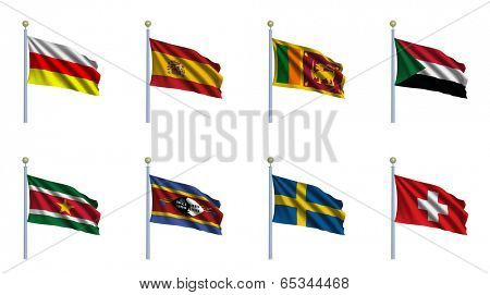 World Flag Set 22 - South Ossetia, Spain, Sri Lanka, Sudan, Suriname, Swaziland, Sweden, Switzerland