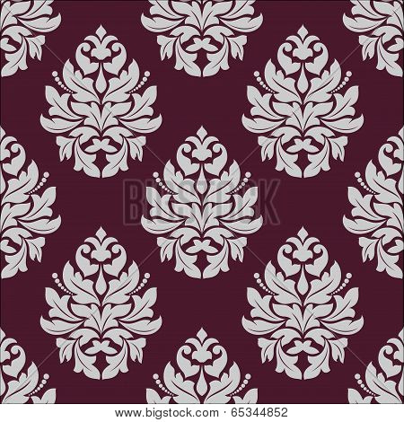 Vintage seamless pattern in carmine and white colors