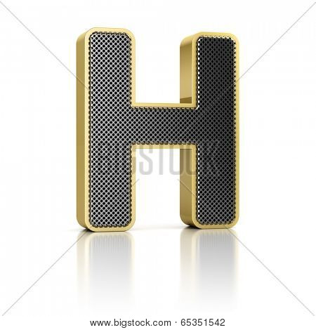 The letter H as a perforated metal object over white