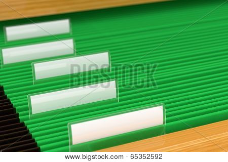 Green File Folders with blank tags on them