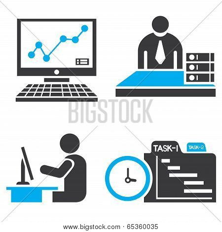 office icons, business management set