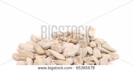 Bunch of pelled sunflower seeds.