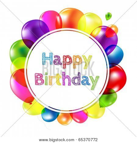 Happy Birthday Banner With Balloons, With Gradient Mesh, Vector Illustration