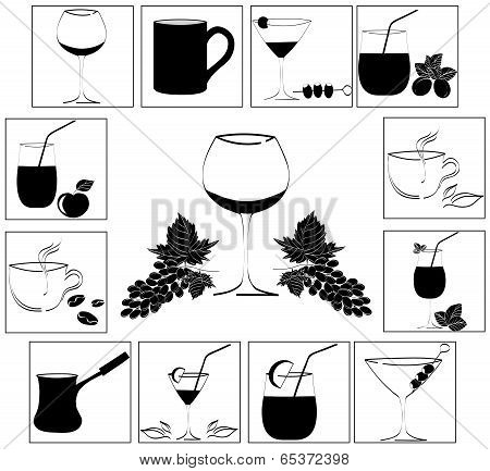 Set Of Drinks In Glasses. Vestor