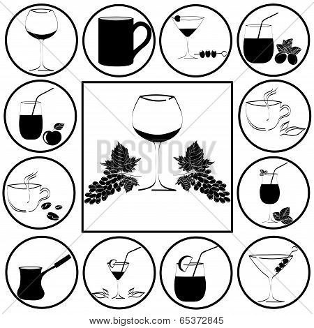 Set Of Drinks In Glasses. Vestor