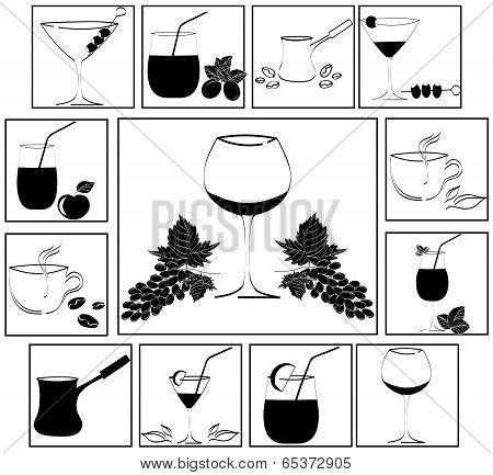 Set Of Drinks In Glasses. Vestor