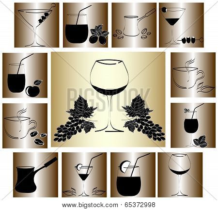 Set Of Drinks In Glasses. Vestor