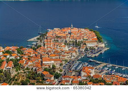 Korcula old town aerial photo
