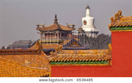Beihai Stupa gule tagene Gugong forbudte by palads Beijing Kina