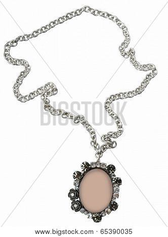 vintage silver necklace isolated on white