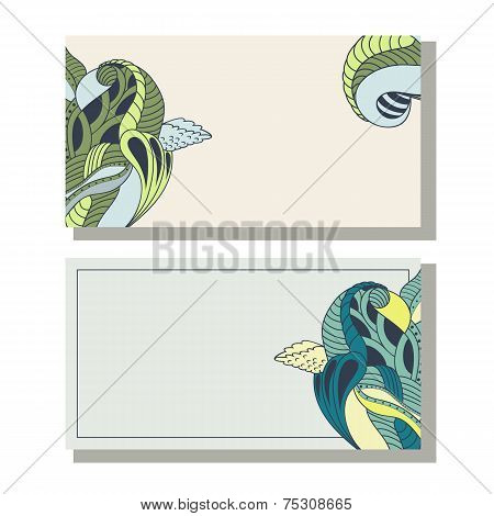 Floral Hand Drawing Business Cards Set