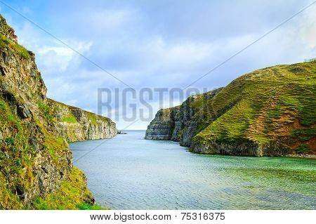 Smoo Cave Bay Landscape In Durness. Highlands Of Scotland, Uk