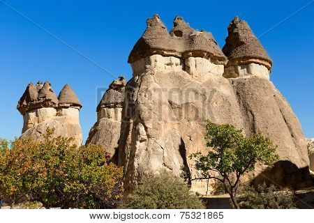 Cappadocia Turkey, volcanic rock landscape in Zelve Valley