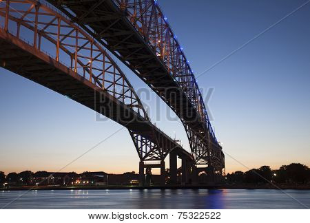 Night Photo Blue Water Bridge