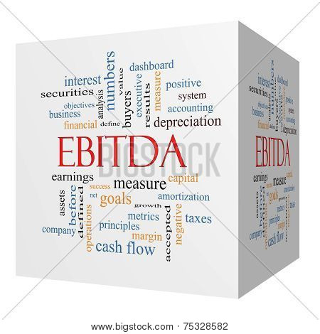 Ebitda 3D Cube Word Cloud Concept
