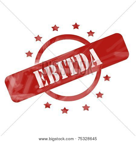 Red Weathered Ebitda Stamp Circle And Stars Design
