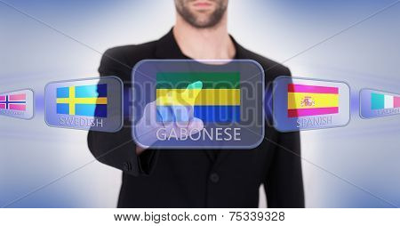 Hand Pushing On A Touch Screen Interface