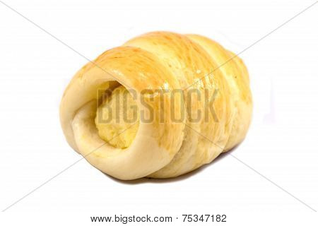 Fresh Cream Cornet Bread - Isolated On White Background.