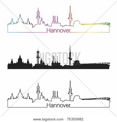 Hannover Skyline Linear Style With Rainbow