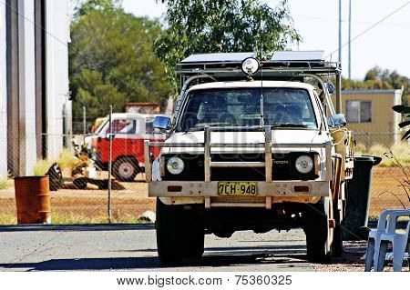 An Old-road Parked At Caravan Park In Leonora