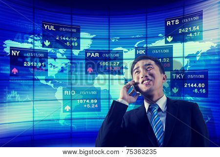 Stock Exchange Business Global Analyze Talk Phone Concept