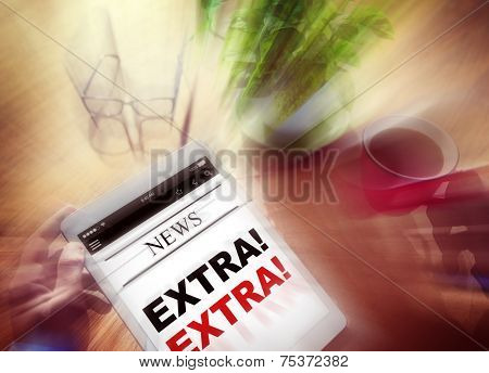 Businessman Holding Tablet Extra News Concept