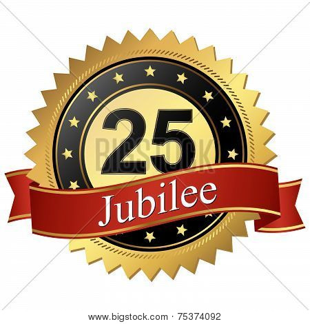 Jubilee Button With Banners - 25 Years