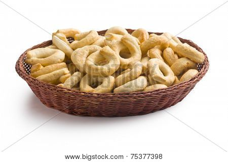 tarallini bread sticks on white background