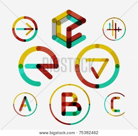 Logo set thin line clean style - business icons, branding emblems