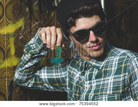 Model Man Portrait With Sunglasses