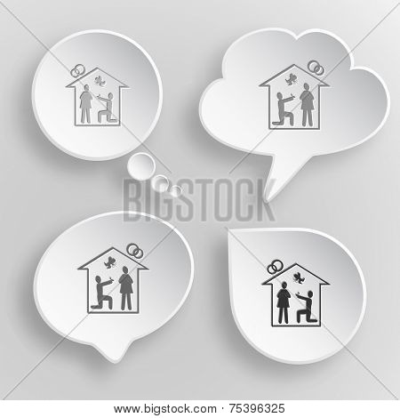 Home affiance. White flat raster buttons on gray background.